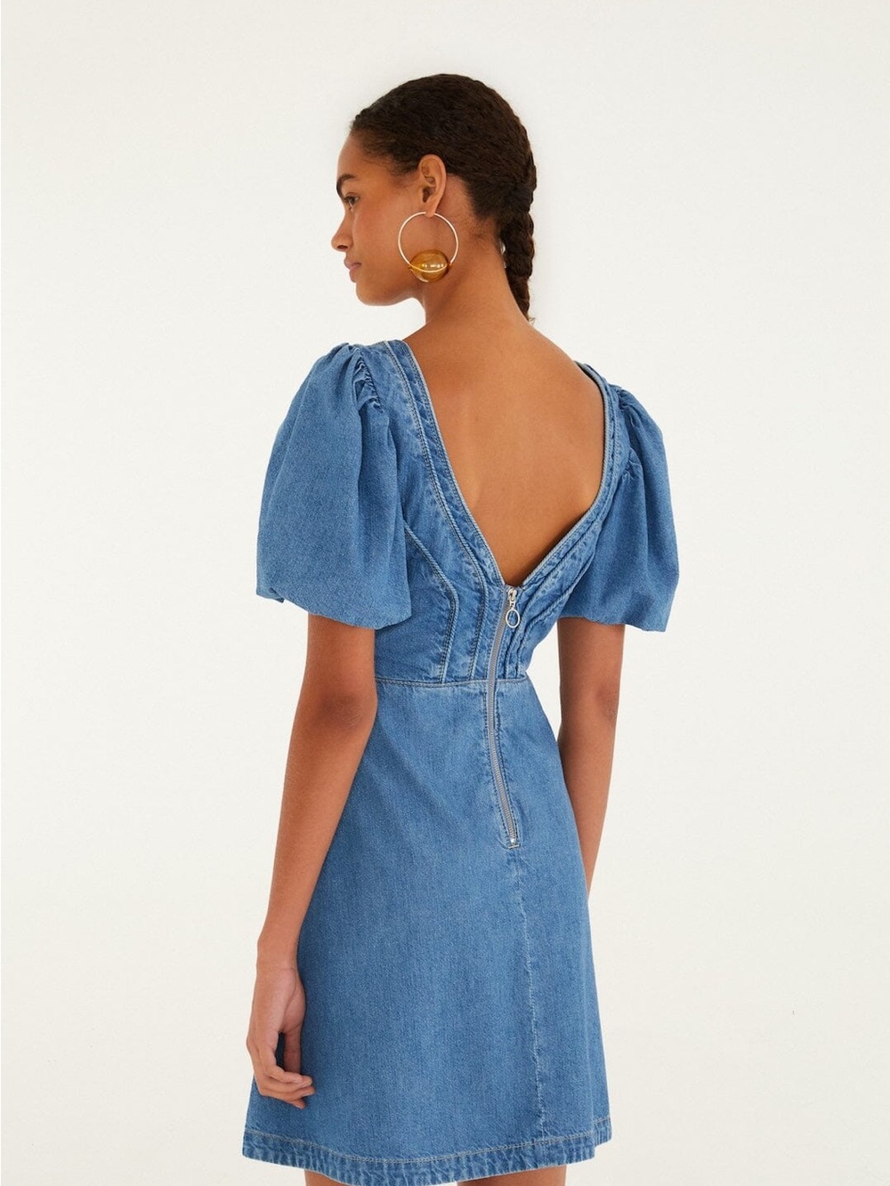 Farm Rio: DENIM LOOP MINİ DRESS - Picture 2 of 12